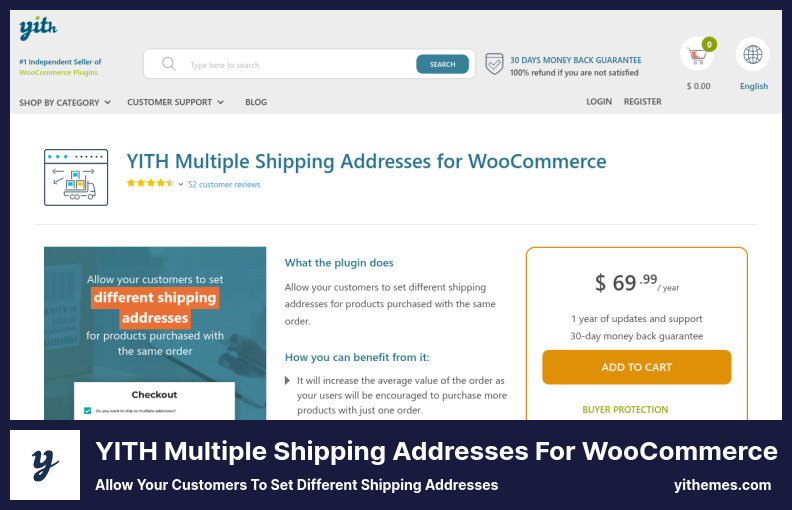 WooCommerce 插件的 YITH 多個送貨地址 - 允許您的客戶設置不同的送貨地址