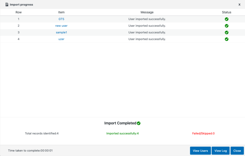 Jurnalul de progres al importului clientului WooCommerce