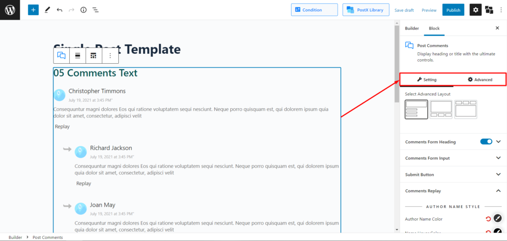 Post Comment Form Settings