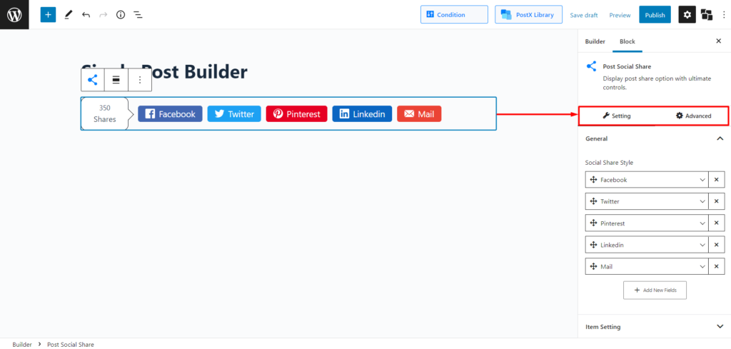 Social Share Buttons Settings