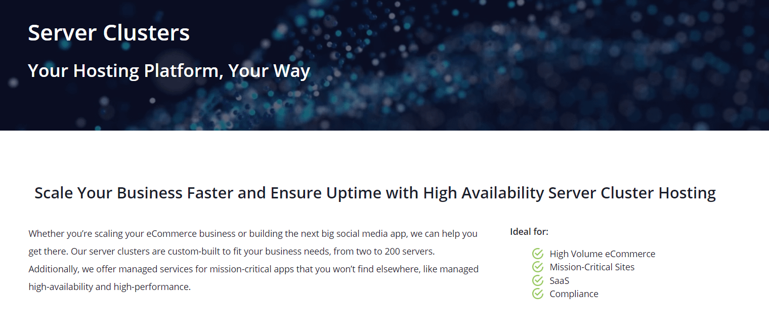 Hosting di cluster Web liquido.