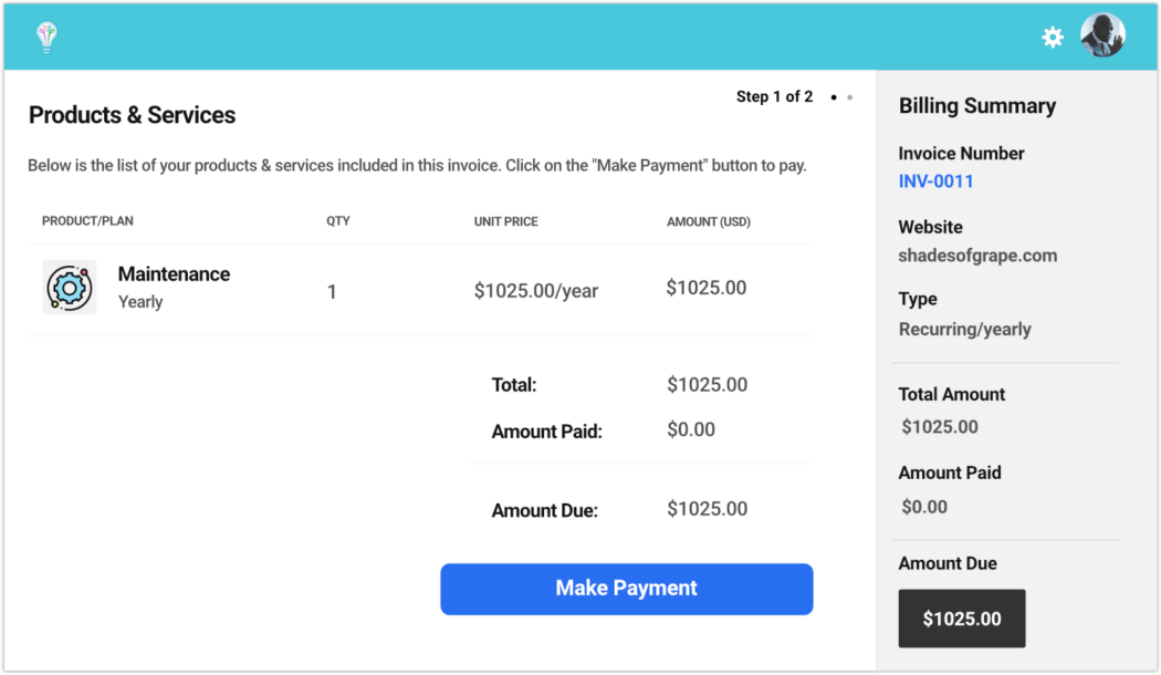 pagamento de fatura do cliente no portal 1