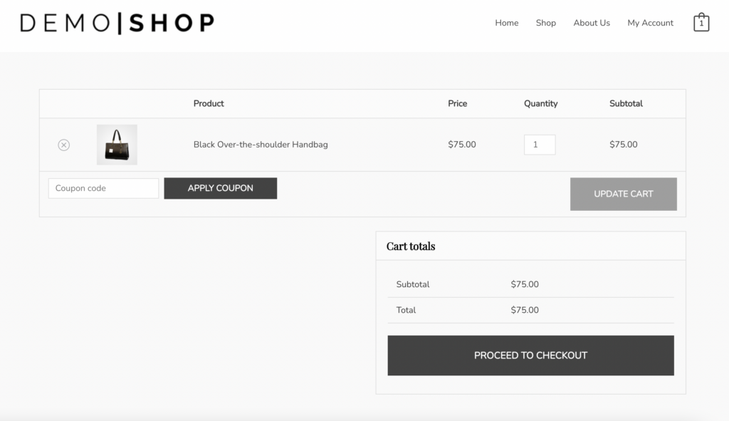 ตัวอย่างหน้ารถเข็น woocommerce