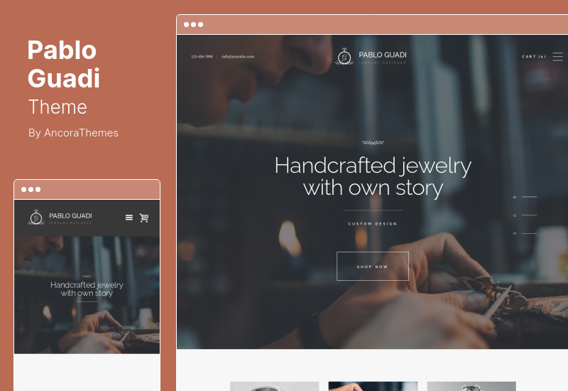 ธีม Pablo Guadi - นักออกแบบอัญมณีล้ำค่าและร้านค้าออนไลน์เครื่องประดับทำมือ WordPress Theme