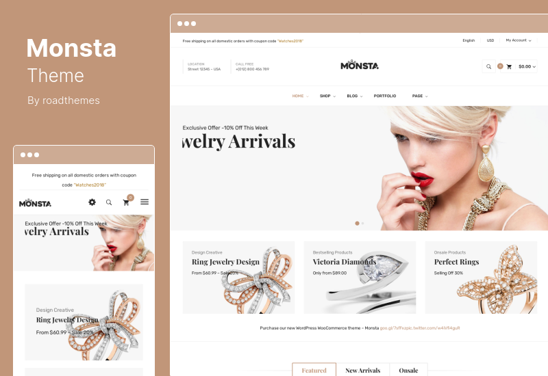 ธีม Monsta - ธีมเครื่องประดับ WooCommerce