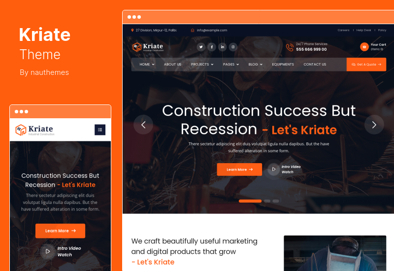 Kriate 主题 - 工业建筑多用途 WordPress 主题