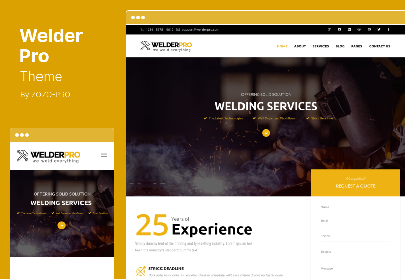 Welder Pro Theme - Tema WordPress para Empreiteiro de Soldagem