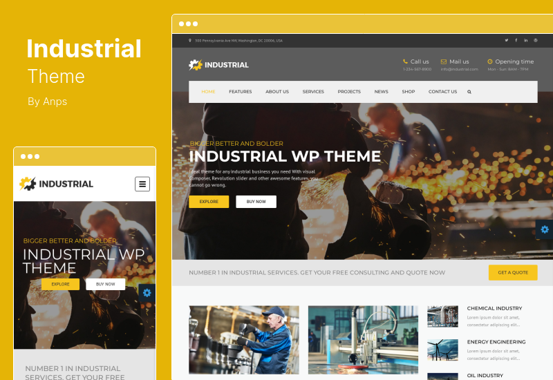 Tema Industrial - Tema WordPress de Negócios de Fábrica