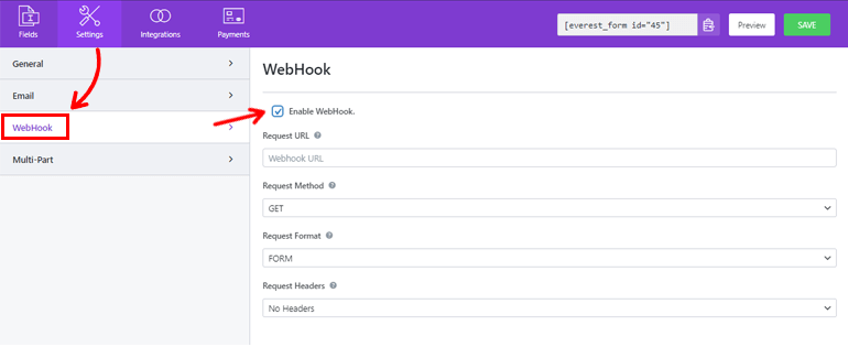 Setări WebHook