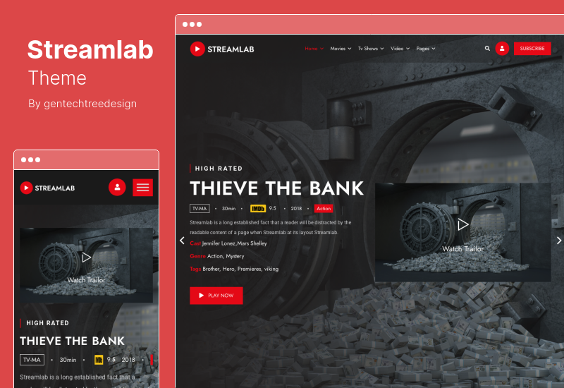 Tema Streamlab - Tema WordPress per lo streaming di video