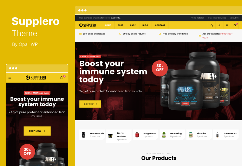 Tema Supplero - Tema WooCommerce del negozio di integratori