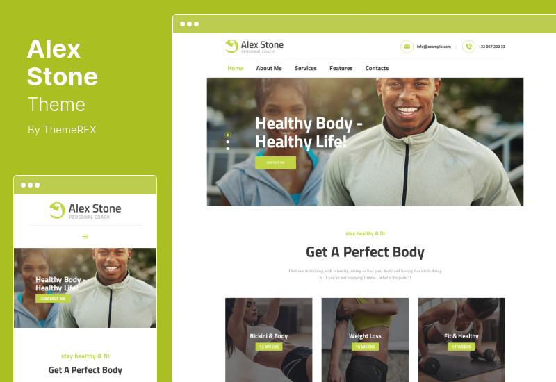 Alex Stone Theme - Tema de WordPress para entrenador personal de gimnasio y fitness