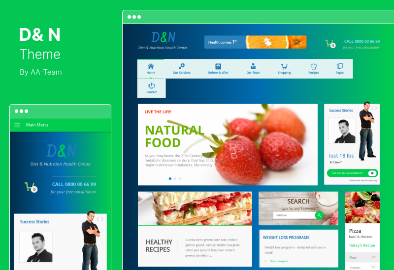 Tema D&N - Tema WordPress de Dieta e Nutrição Health Center