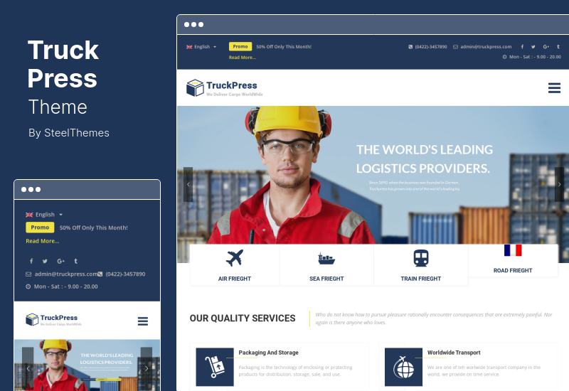 Tema TruckPress - Tema WordPress de Logística e Transporte