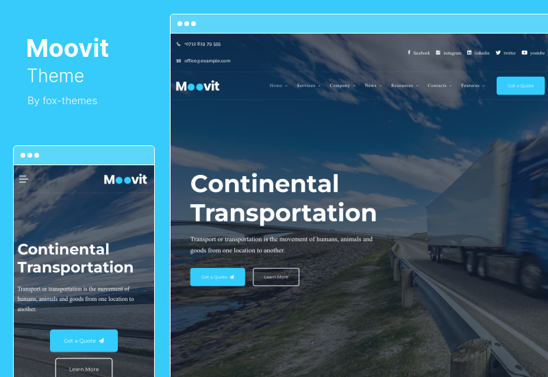 Moovit 主題 - 運輸物流 WordPress 主題