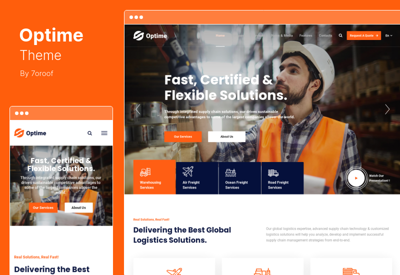 Optime Theme - ธีม WordPress โลจิสติกส์และการขนส่ง