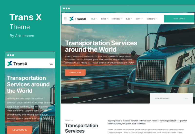 ธีม TransX - ธีม WordPress การขนส่งและโลจิสติกส์