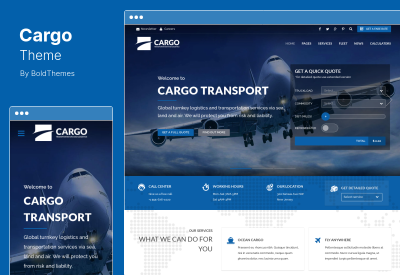 Tema Cargo - Tema WordPress de Transporte, Logística e Movimentadores Domésticos