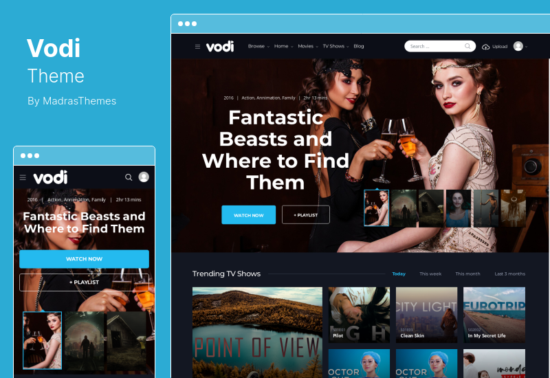 ธีม Vodi - ธีม WordPress วิดีโอสำหรับภาพยนตร์และรายการทีวี