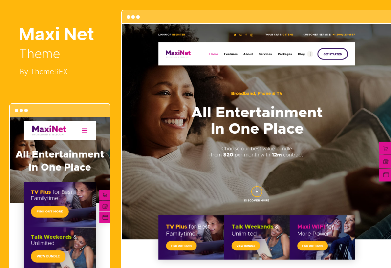 Tema MaxiNet - Tema WordPress de provedor de Internet de banda larga e telecomunicações