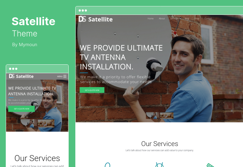 Tema por satélite - Tema WordPress de provedor de Internet e TV por satélite