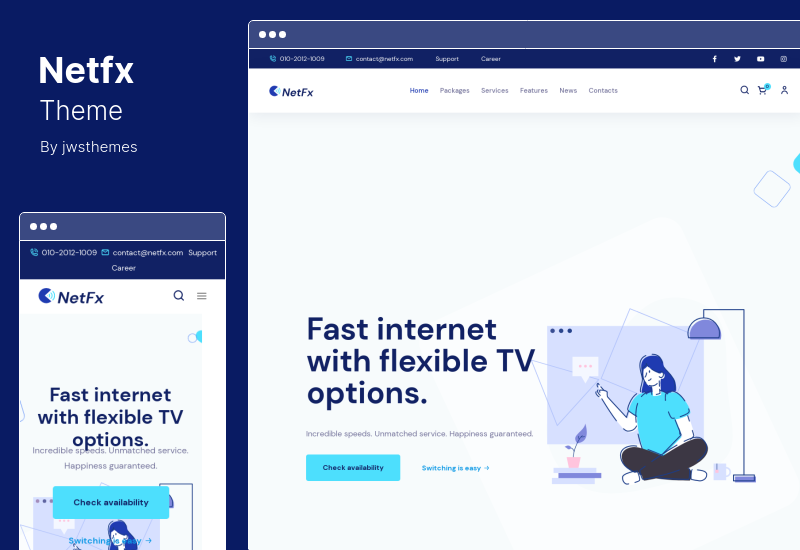 ธีม Netfx - ธีม WordPress บริการอินเทอร์เน็ต