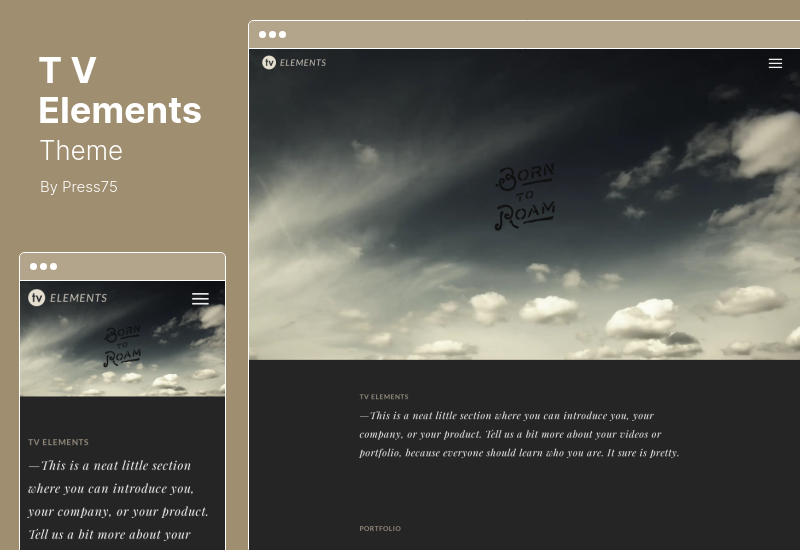 TV Elements Theme - Videographers 및 Visual Artists를 위한 TV Elements Video WordPress 테마