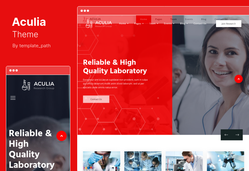 Aculia Theme — тема WordPress для лабораторий и исследований