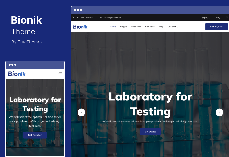 ธีม Bionik - การวิจัยทางวิทยาศาสตร์และห้องปฏิบัติการ WordPress Theme