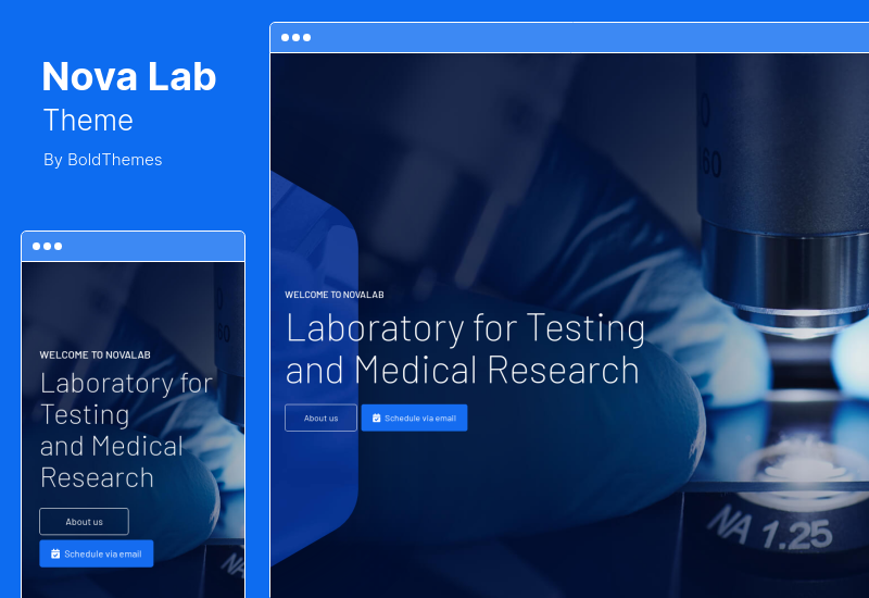NovaLab Theme - การวิจัยทางวิทยาศาสตร์และห้องปฏิบัติการ WordPress Theme