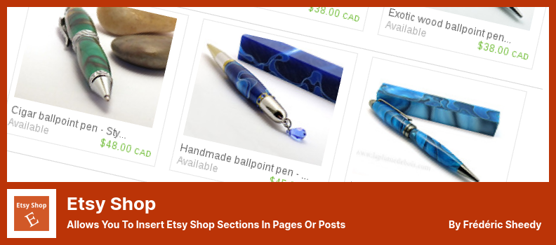 Plugin Etsy Shop - Vous permet d'insérer des sections de la boutique Etsy dans des pages ou des articles