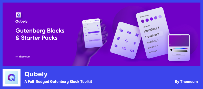 البرنامج المساعد Qubely - مجموعة أدوات Gutenberg Block كاملة