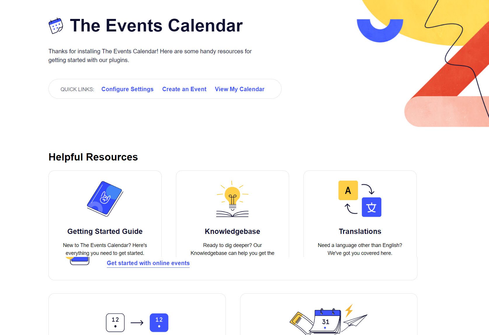 la interfaz del calendario de eventos