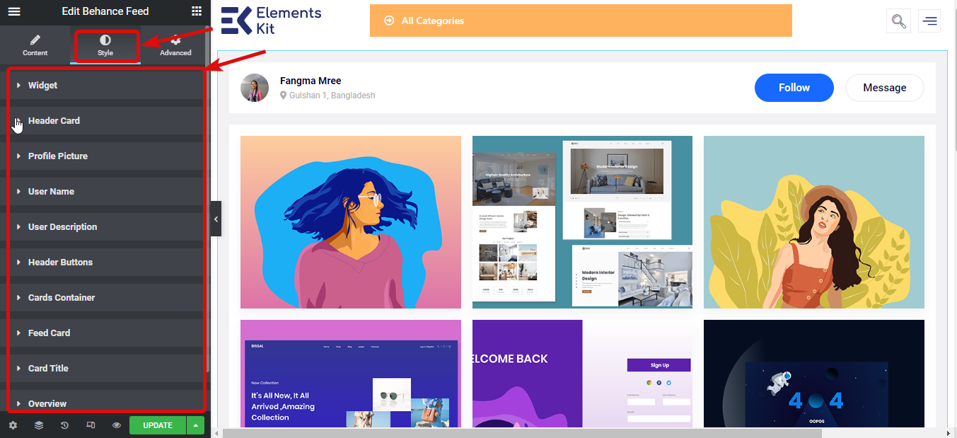 sesuaikan gaya plugin WordPress behance