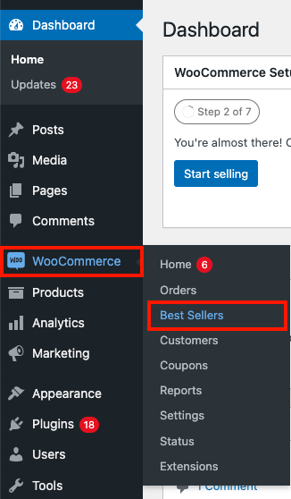 Guia de mais vendidos do WooCommerce