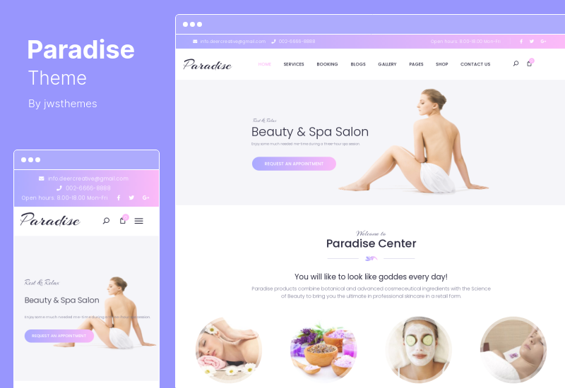 Paradise Theme - Tema multifuncțională pentru spa și frumusețe WordPress