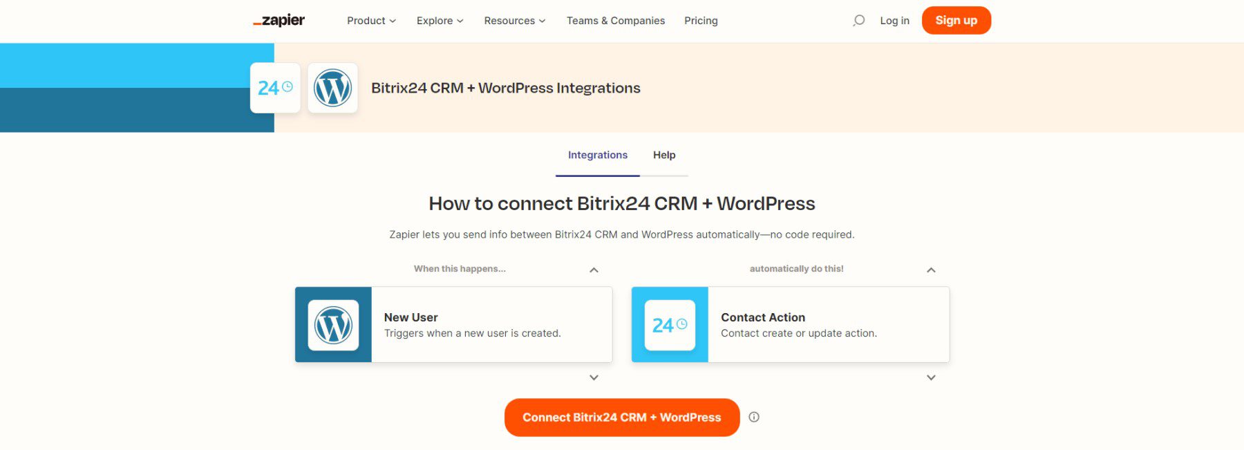 Conecte Bitrix24 a WordPress con Zapier