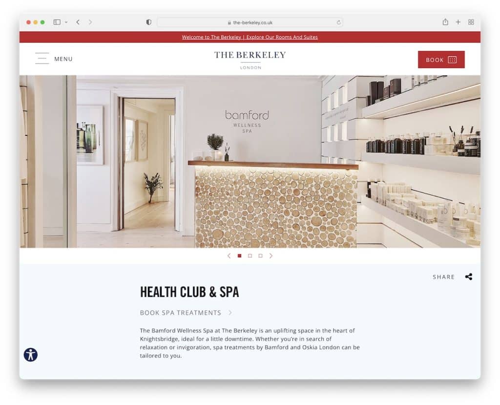 le site du spa de berkeley