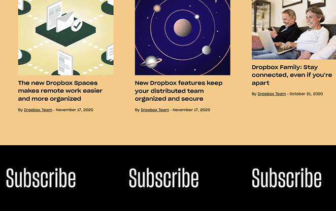 Dropbox blog subscribe carousel