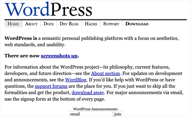 WordPress 2003