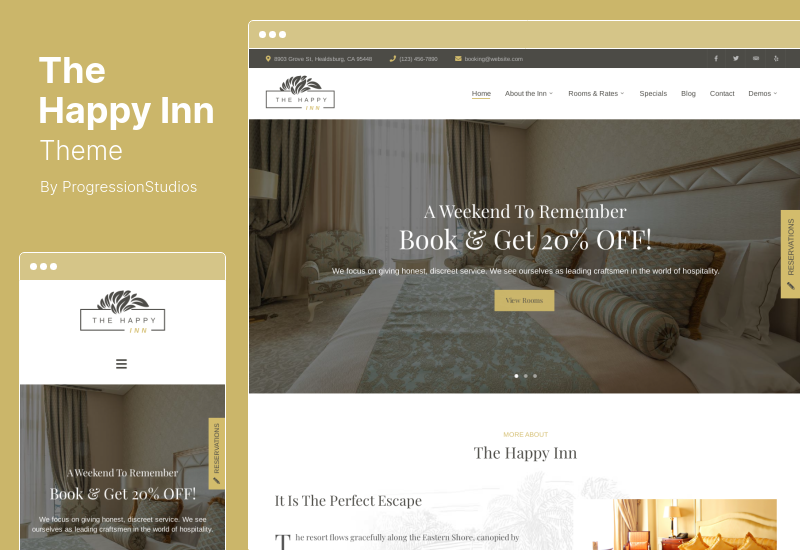 The Happy Inn Theme - Hotel, Bed and Breakfast Tema WordPress