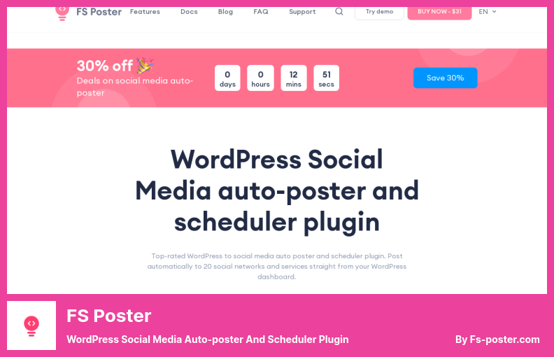 ปลั๊กอิน FS Poster - WordPress Social Media โปสเตอร์อัตโนมัติและปลั๊กอินตัวจัดตารางเวลา