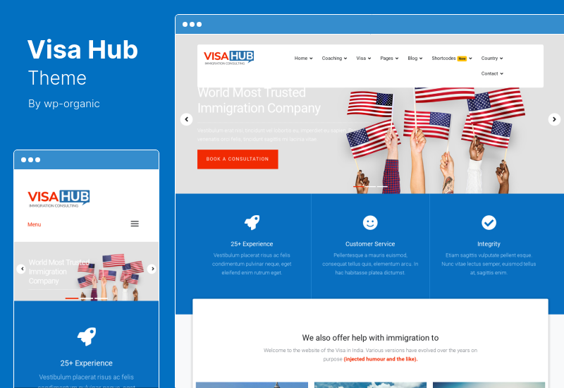 VisaHub Theme - ธีม WordPress ให้คำปรึกษาด้านการตรวจคนเข้าเมือง