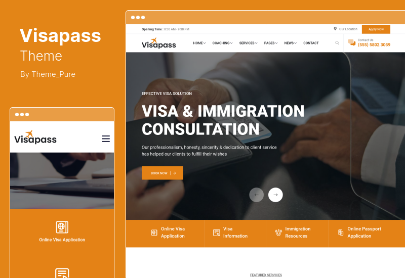 Visapass Theme - ธีม WordPress ให้คำปรึกษาด้านการตรวจคนเข้าเมือง