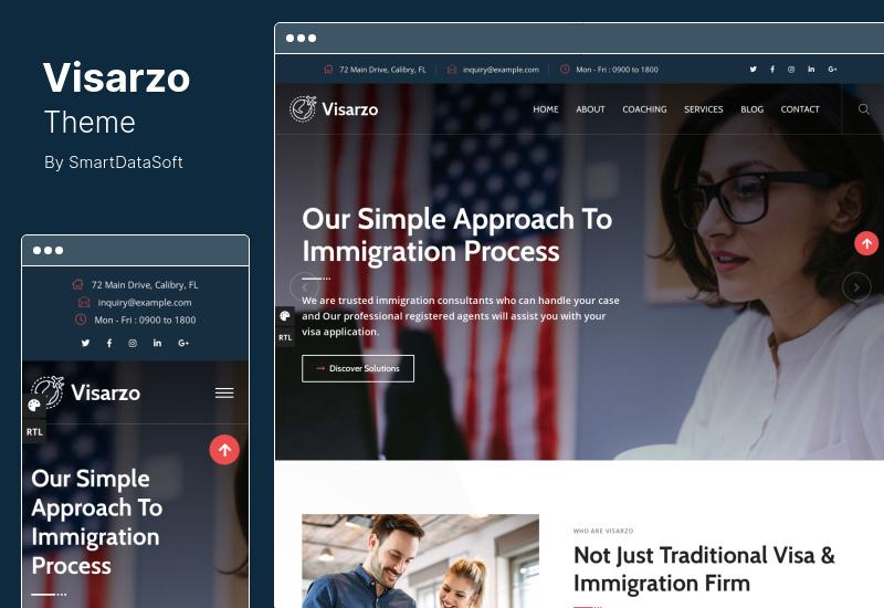 ธีม Visarzo - ธีม WordPress ตรวจคนเข้าเมืองและให้คำปรึกษาด้านวีซ่า