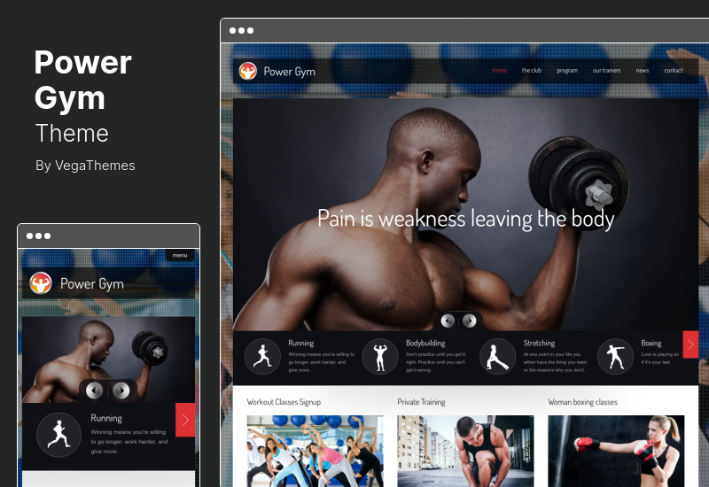 Power Gym Theme - Адаптивная тема WordPress для фитнес-клуба