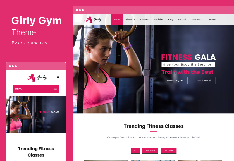 Girly Gym Theme - Тема WordPress для тренажерного зала и фитнеса