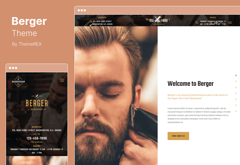 Berger Theme - Barbershop Fryzjer Salon tatuażu Motyw WordPress