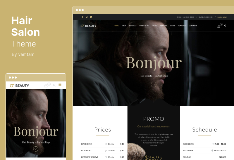 Motyw salonu fryzjerskiego - Motyw WordPress dla fryzjera