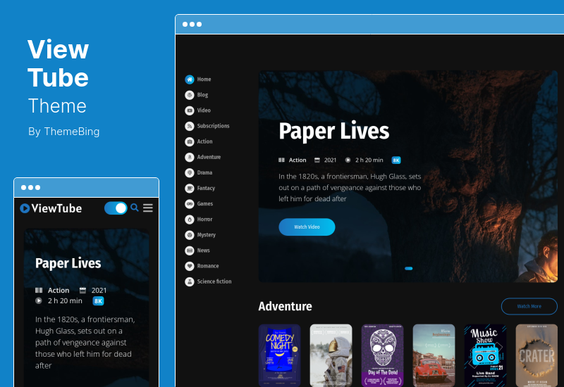 ViewTube Theme - Тема WordPress для потокового видео